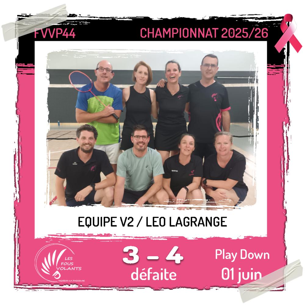 Rencontre Play Down de la V2 : Vigneux contre Léo Lagrange (défaite)